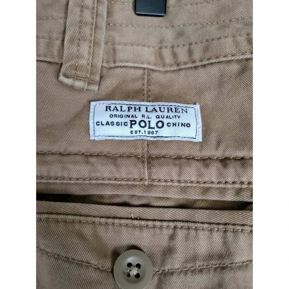 Vintage Polo Ralph Lauren Cargo Shorts Mens 40 Tan Classic Chino Khaki 9.5 